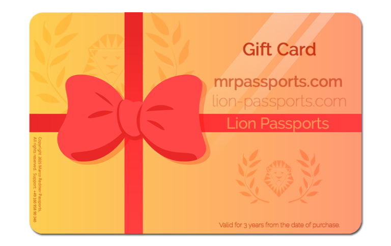 Get the unique digital mrpassports.com "Lion Passports Gift Card"