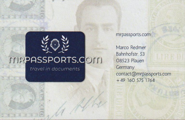 business card "mrpassports.com"