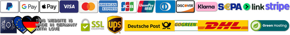 Payment methods, SSL secured, DHL go green